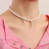 Tour de cou coloré pentagramme amour tissé à la main perlé collier de perles d'imitation pour femme bijoux femmes accessoires