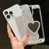 Mobiltelefonfodral 3D Bling Diamond Crystal Heart Mirror Phone Case för Samsung Galaxy S23 Ultra S22 Plus S21 A51 A71 A53 5G A52 S A14 A34 A54 A23 L230731