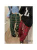 Women's Pants 2023 Korean Fashion Red Plaid Y2K Vintage Green Oversized Wide Leg Checkered Trousers Harajuku Jogging Sweatpants