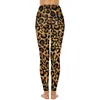 Active Pants Elegant Brown Leopard Leggings Pockets Wild Animal Print Custom Yoga Workout Legging Breathable Elastic Sports Tights