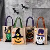 10pcs Shopping Bags Holloween Pumpkin Black Cat Linen Vertical Model Children Candy Gift Bag Mix Style