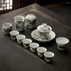 الأوعية Feifan السيراميك مرسومة باليد نمط التنين الحبر الأخضر SiCai Bowl كوب شاي عالي الجودة مجموعة كاملة