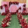 Decorative Flowers Gold Leaves Red Wedding Backdrop Floral Arrangement Party Arch Decor Row Prop Event Table Centerpiece Ball Floor