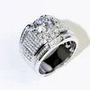 Bröllopsringar Luxury Big Stone AAAAA Cubic Zirconia Silver för män och kvinnor Princess Male Zircon 925 Ring Smycken SZ 613 230801