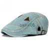 ケチなブリム帽子ht1195ファッション春夏ジーンズジーンズベレー帽子for cholidy cusiour unisex bearlet cap fitited sun cabbie flat cap j230802