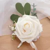 Flores decorativas flor de pulso artificial elegante fita ajustável para festa de casamento baile de formatura noiva realista acessório de dama de honra