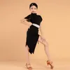 Bühnenkleidung Latin Dance Tops für Mädchen Schwarzer Rock Rückenfrei Kostüm Designer Kleidung Cha Dancewear Salsa Tanzen Outfit JL3034