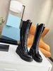 العلامة التجارية الفاخرة Martin Womens Knee Boots Platform Heel 6cm Lace Up Winter Tops Shoes Size 35-41