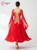 Desgaste de la etapa Ropa de baile Mujeres Vestido rojo Vestidos de verano Bailes latinos Damas Flamengo Tango Rumba / ChaCha-B2023