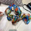 Scarves BYSIFA| Orange Blue Pure Natural Silk Scarf Women Fashion Summer Beach Shawls Fall Winter Long Wraps 180 110cm