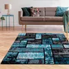 Carpets Retro Geometric Blue Black Grid Carpets For Living Room Luxury Rugs For Bedroom Anti Slip Floor Mats For Home R230801