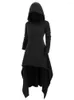 Casual Dresses Y2K Vintage Autumn Women's Wear Hooded Dress 2023 Loose Dark Style Gothic Red Elegant Long Sleeve Black