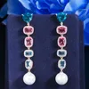 Boucles d'oreilles à tige mode tendance Style Long perle gland gouttes d'eau couleur dégradé bijoux femmes tout match cadeau romantique