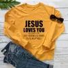 Kadın Hoodies İsa seni seviyor Hıristiyan sweatshirt pamuklu kadın unisex bahar sonbahar komik gündelik uzun kollu üst inanç