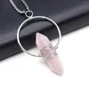 Pendant Necklaces Hexagonal Crystal Necklace Natural Stone Clear Quartz Amethysts Pink Opal 60cm For Women Jewelry