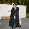 Kvinnors västar huva topp bomullsmästerkvinnor Kvinnor Lång Autumn Winter Jacket 2023 Koreansk version Slim Down Jackets Warm Vest