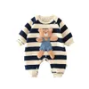 Cosplay MILANCEL Baby Rompers Thicken Lining Boys Clothes Striped Girls Jumpsuits Bear Outfit 230802