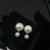 Stud Earrings S925 Silver Needle Double Sided Pearl For Women's Zircon Temperament Jewelry Luxury High Quality Personality