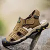 Sandaler herr utomhus vattenskor klassisk romersk modedesign andas vandring läder gladiator sport strand vandring