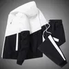 Herrtröjor Men Tracksuit Casual Joggers Hooded Sportwear Jackets and Pants 2 Piece Set Hip Hop Running Sports Suit J230802