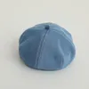 Baretten Retro Kids Baret Eenvoudige Effen Kleur Denim Baby Pompoen Hoed Koreaanse Hiphop Veelzijdige Achthoekige Cap