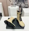 2023 Latest Women's Boots Low Heel Square Head Lace up Zipper Plaid Leather Face Formal Casual Banquet Work Matching Size 36-41 Box