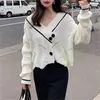 Chandails pour femmes Style inactif français pull à col en v manteau femme Ins mode extérieur à manches longues tricoté Cardigan haut