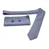 Bow Ties Lyl 8cm Gray Contemporary Silk Tie Ensemble Fashionable Solid Color Slitte Set Manschettknappar Handduk för exklusiva sammankomster