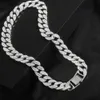 Strands Myeussn 16mm Iced Out Prong Punk Cuban Chain Necklace Women Silver Color Top Hop Link Choker Men Christmas Jewelry 230613