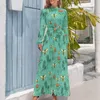 Robes décontractées mignon abeilles volantes robe taille haute rouge imprimé fleuri personnalisé plage à manches longues rue mode longue Maxi vêtements