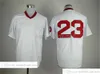 Vintage film honkbal draagt Jersey 6 Johnny Pesky 8 Carl Yastrzemski 9 Ted Williams 14 Jim Rice 19 Jackie Bradley Jr 23 Travis Shaw Carlton Fisk David Ortiz Bill Lee