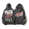 Hellstar Hoodies 남성용 땀 셔츠 하이 스트리트 후드하라 주쿠 Y2K 스트레인지