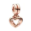 Classique populaire breloques coeur amour fête des mères cadeau pendentif en or rose 925 bibelot en argent bricolage fit Pandora bracelet collier designer bijoux accessoires