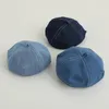 Baretten Retro Kids Baret Eenvoudige Effen Kleur Denim Baby Pompoen Hoed Koreaanse Hiphop Veelzijdige Achthoekige Cap