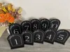 Other Event Party Supplies Matte Black Wedding Table Number Arched Acrylic Signs UV Painting Text Table Number with Stands Wedding Dector Reception Signage 230802