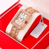 Zegarek na rękę Rose Gold Flower Ladies Watches Waterproof Luksusowy damski kwarc zegarek ze stali nierdzewnej Kobieta sukienka na rękę Zegar 230802