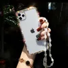 Cell Phone Cases Transparent Rhinestone Diamond Phone Case For iPhone 14 13 12 11 Pro Max 7 8 Plus SE2020 Luxury Glitter Lanyard Silicone Cover L230731