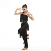 Scene Wear Children's Latin Dance Clothing Spring and Summer Girls Ballet Performance Mindre Professional Competition Tassel Suit