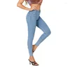 Jeans femme section mince bleu foncé taille haute Denim femmes pieds clairs pantalon 2023