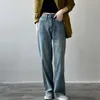 Jeans femme automne rétro jambe large Denim pantalon pour femme coupe droite avec taille haute pour accentuer un Look mince à la mode Vintage