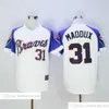 Vintage Movie Baseball Wears Jersey 6 Bobby Cox 3 Dale Murphy 5 Freddie Freeman 8 Javy Lopez 10 Chipper Jones 23 David Justice 29 John Smoltz 1955 Retro Baseball jersey