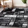 Carpets Retro Geometric Blue Black Grid Carpets For Living Room Luxury Rugs For Bedroom Anti Slip Floor Mats For Home R230801