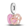 925 Sterling Srebrny Dangle Charm Unlimited Love Mom Heart to Heart Fashion Bead Fit Pandora Charms Bransoletka DIY Akcesoria biżuterii