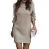 Damessweaters Dames S-kabelgebreide coltruijurk met lange mouwen - Knusse wintertrui mini voor chique streetwear
