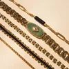 Lien Bracelets 18K Plaqué Or Texture Lumière De Luxe Rétro Incrusté Bracelet De Jade Africain Pour Les Femmes De Mode En Acier Inoxydable Perlé