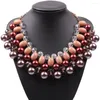 Choker Fashion Model Gold Color Chain Big Bead Ball Colorful Acrylic Crystal Chunky Statement Necklace For Women