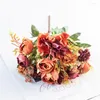 Decorative Flowers Artificial Silk Tea Rose Bouquet Christmas Decorations For Home Garden Party Wedding Bridal Accessory Floral Arrangement