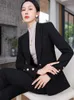 Zweiteilige Hosen Frauengeschäftsarbeit Tragen Anzug Red Coffee Schwarz Plaid Büro Damen Blazer und Hosen weibliche formelle 2 Set