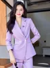 Kvinnors tvåbitar byxor High End Office Professional Blazer 2-stycke Set Autumn Solid Fashion Female Jacket Business Pusa Plus Size Plus Size Plus Size