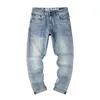 Jeans pour hommes été mince pour hommes vêtements bleu clair rétro Cargo Denim pantalon lisière lavé en détresse pantalon retrousser tenue décontracté